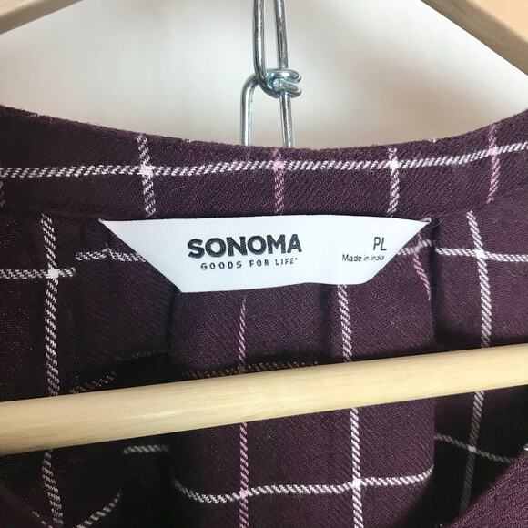 3/$20 Sonoma Women's PL Petite Large Wine Color Long Sleeved Button Up Blouse - Picture 3 of 10